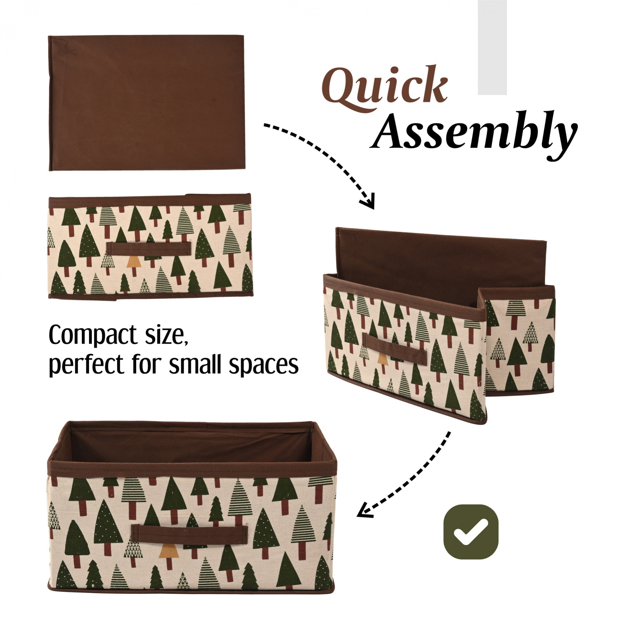 Kuber Industries Foldable Multi-purpose Cloth Organizer for Storage with Drawing Handle  Durable Organisers Storage Box for ClothesToys  Tree Print - White