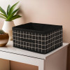 Foldable Multi-purpose Cloth Organizer for Storage with Drawing Handle | Durable Organisers Storage Box for Clothes/Toys | Check Design -Black