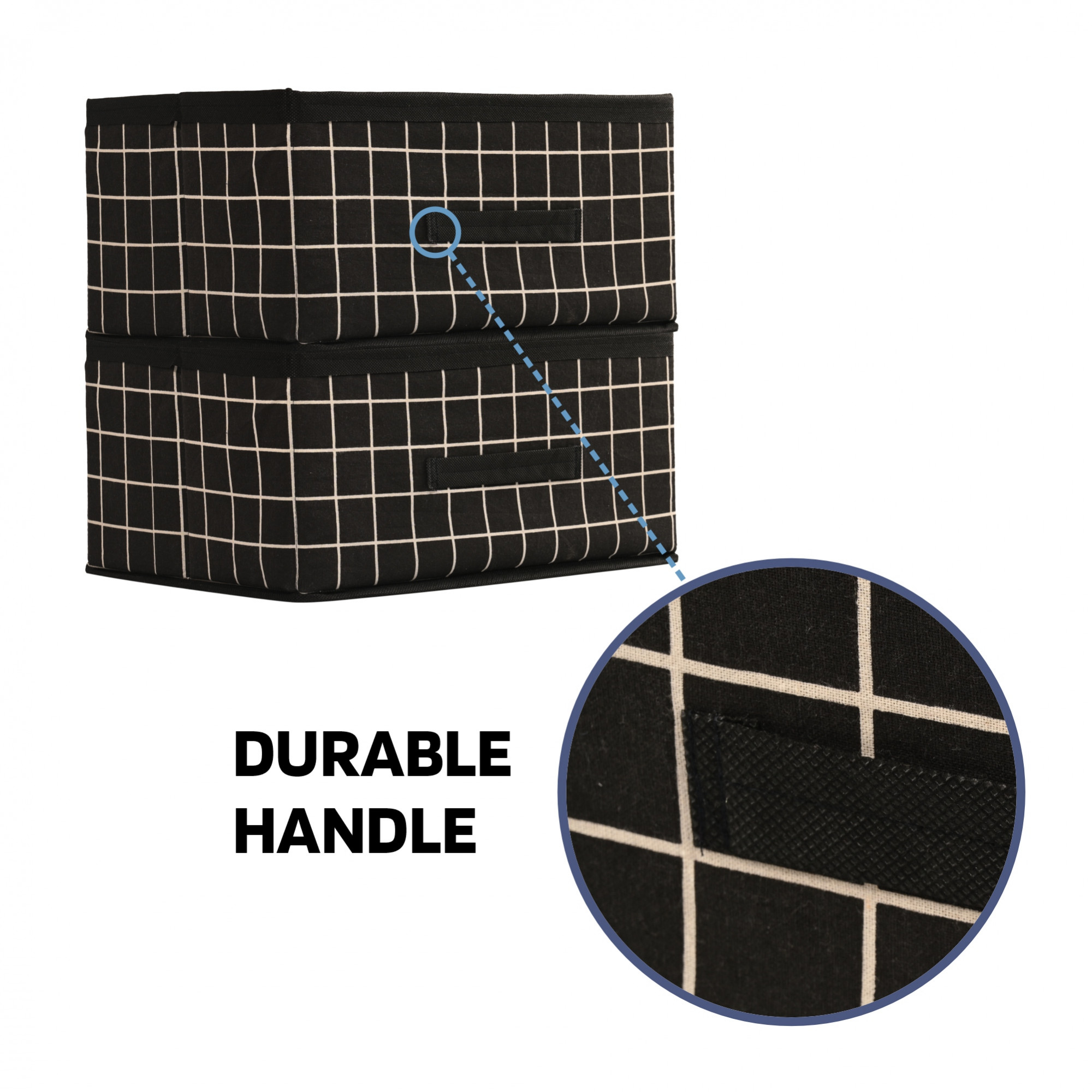 Kuber Industries Foldable Multi-purpose Cloth Organizer for Storage with Drawing Handle  Durable Organisers Storage Box for ClothesToys  Check Design -Black