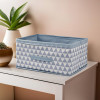 Foldable Multi-purpose Cloth Organizer for Storage with Drawing Handle | Durable Organisers Storage Box for Clothes/Toys | Triangle Print - Sky Blue