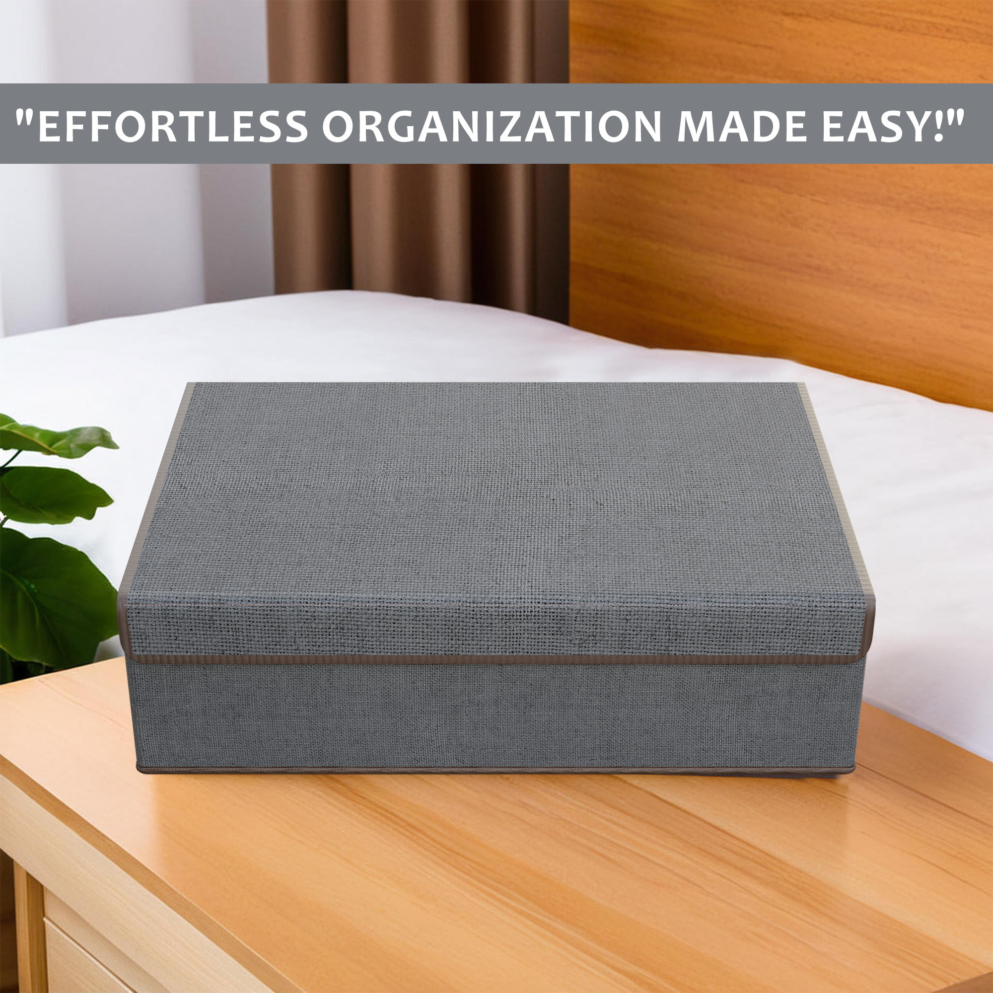 Kuber Industries Foldable Multicompartment Socks Organizer for Wardrobe with Transparent Lid Cloth Organizer for Storage  Tie  Socks Organisers Storage Box for Closet  LJ-15-GRY  Grey