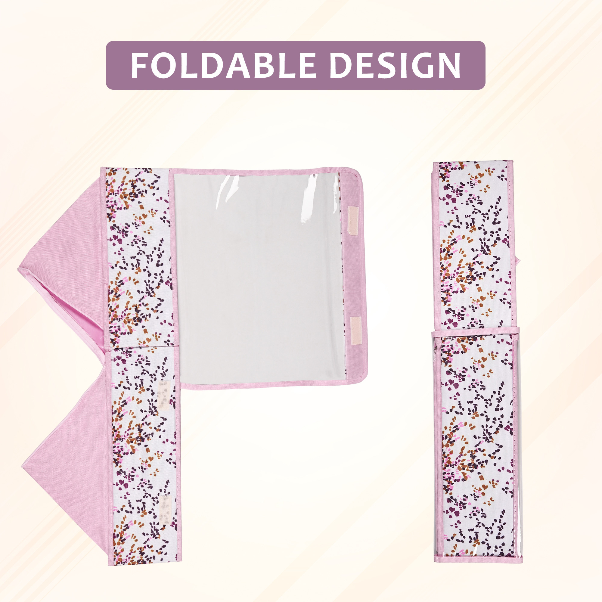 Kuber Industries Foldable Multicompartment Socks Organizer for Wardrobe with Transparent Lid Cloth Organizer for Storage  Tie  Socks Organisers Storage Box for Closet  YJ-31-PNK  Pink