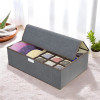 Foldable Multicompartment Socks Organizer for Wardrobe with Transparent Lid| Cloth Organizer for Storage | Tie & Socks Organisers Storage Box for Closet | LJ-15-GRY | Grey