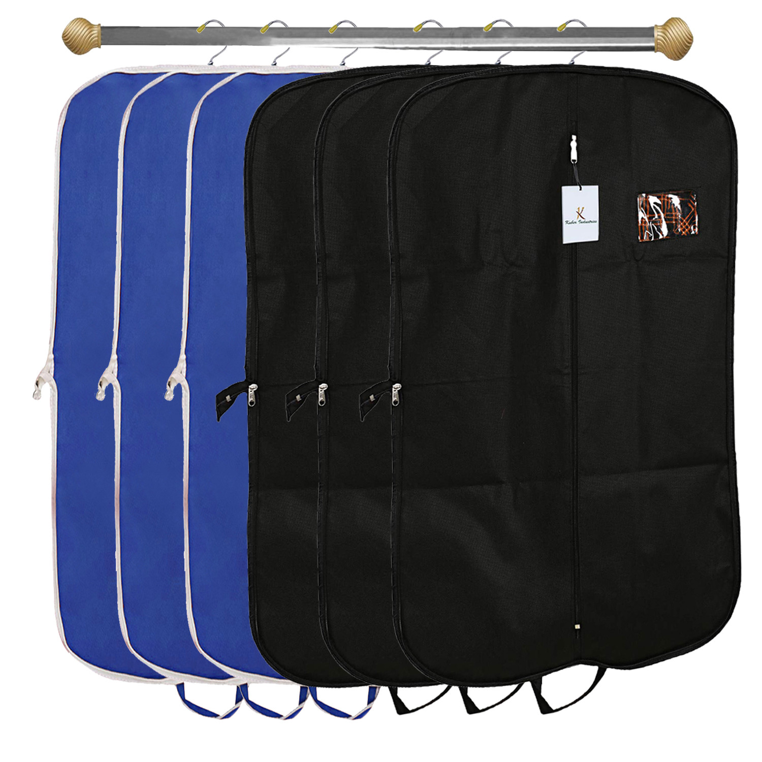 Kuber Industries Foldable Non Woven Men's Coat Blazer Suit Cover (Black & Royal Blue)  -CTKTC41687