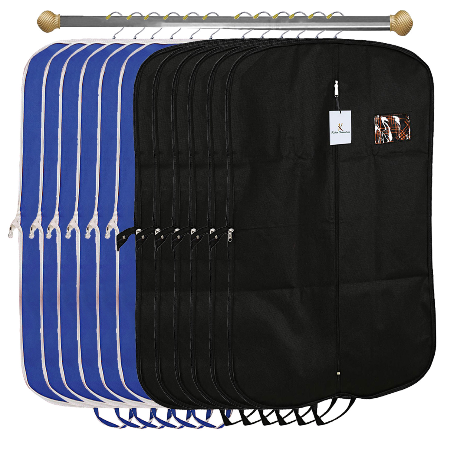 Kuber Industries Foldable Non Woven Men's Coat Blazer Suit Cover (Black & Royal Blue)  -CTKTC41687