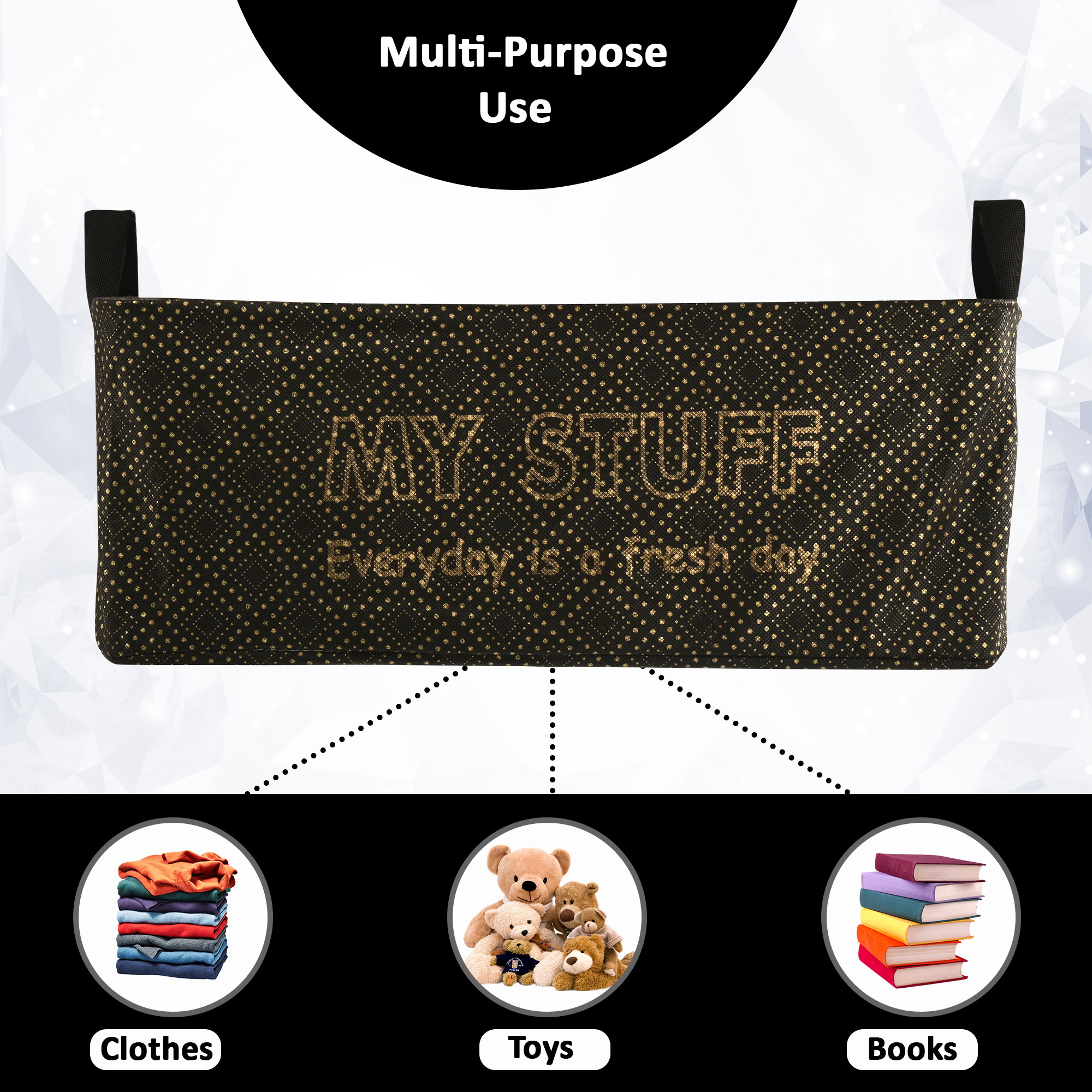 Kuber Industries Foldable Non-Woven Storage Box for Clothes  Dress  Towel Organiser for Wardrobe  Collapsible Container Basket - Black