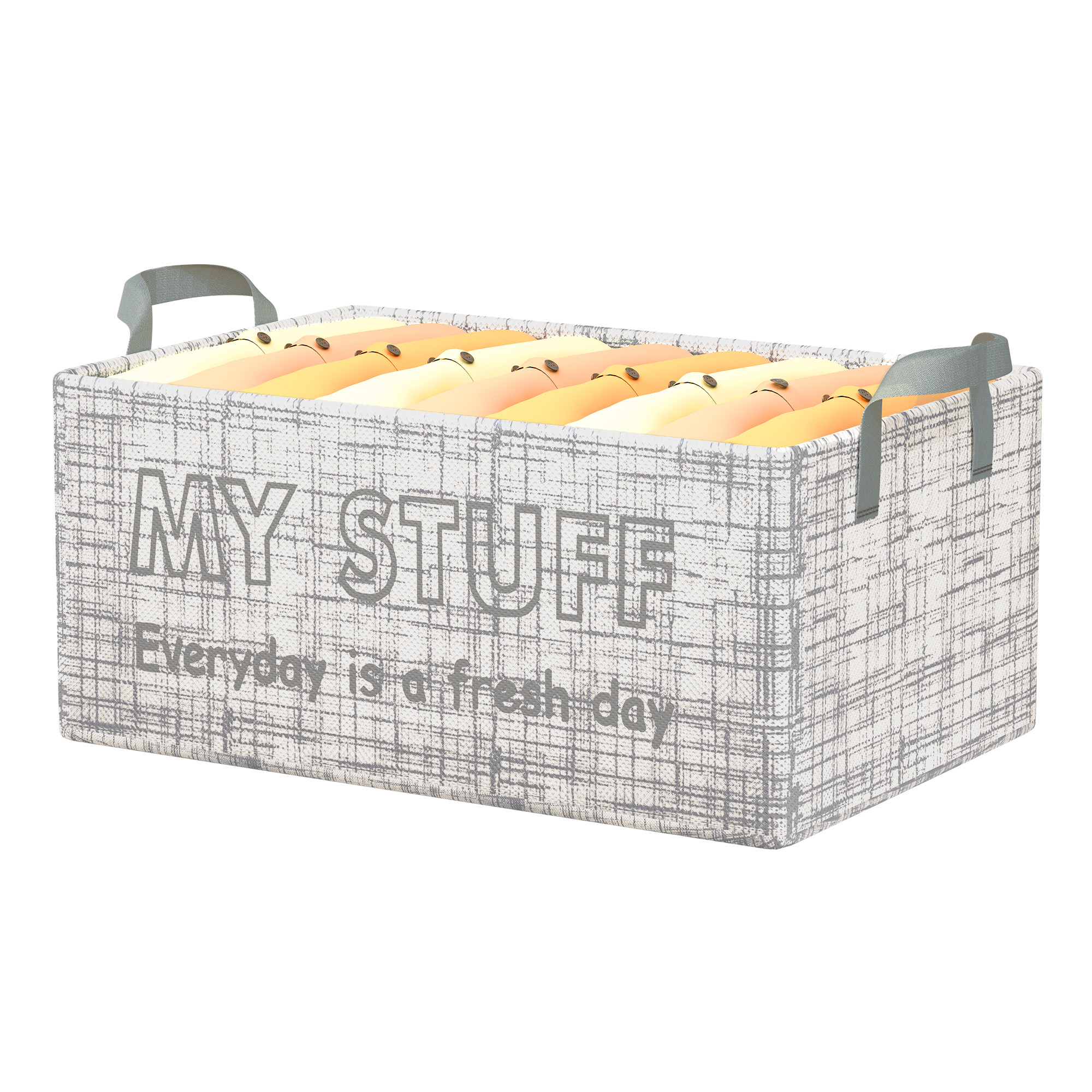 Kuber Industries Foldable Non-Woven Storage Box for Clothes  Dress  Towel Organiser for Wardrobe  Collapsible Container Basket - Grey