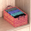 Foldable Non-Woven Storage Box for Clothes | Dress &amp; Towel Organiser for Wardrobe | Collapsible Container Basket - Maroon
