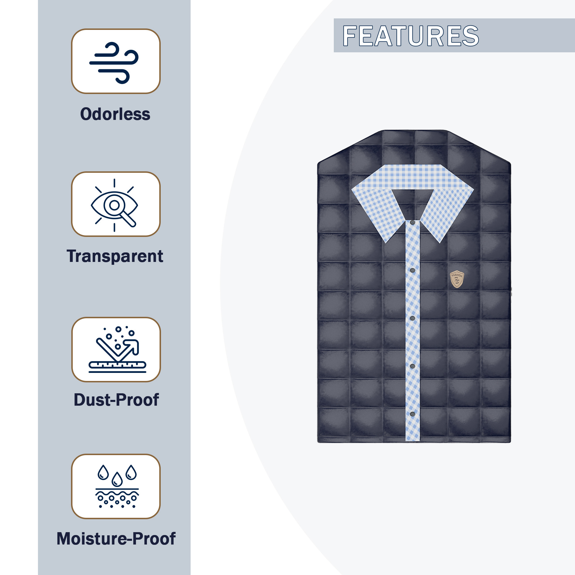 Kuber Industries Foldable Shirt Cover  Shirt Storage Organizer  Wardrobe Organizer for Storage With Transparent Window  Smart Clothes Organizer Box  Kapde Rakhne ka Box  Checks - Blue