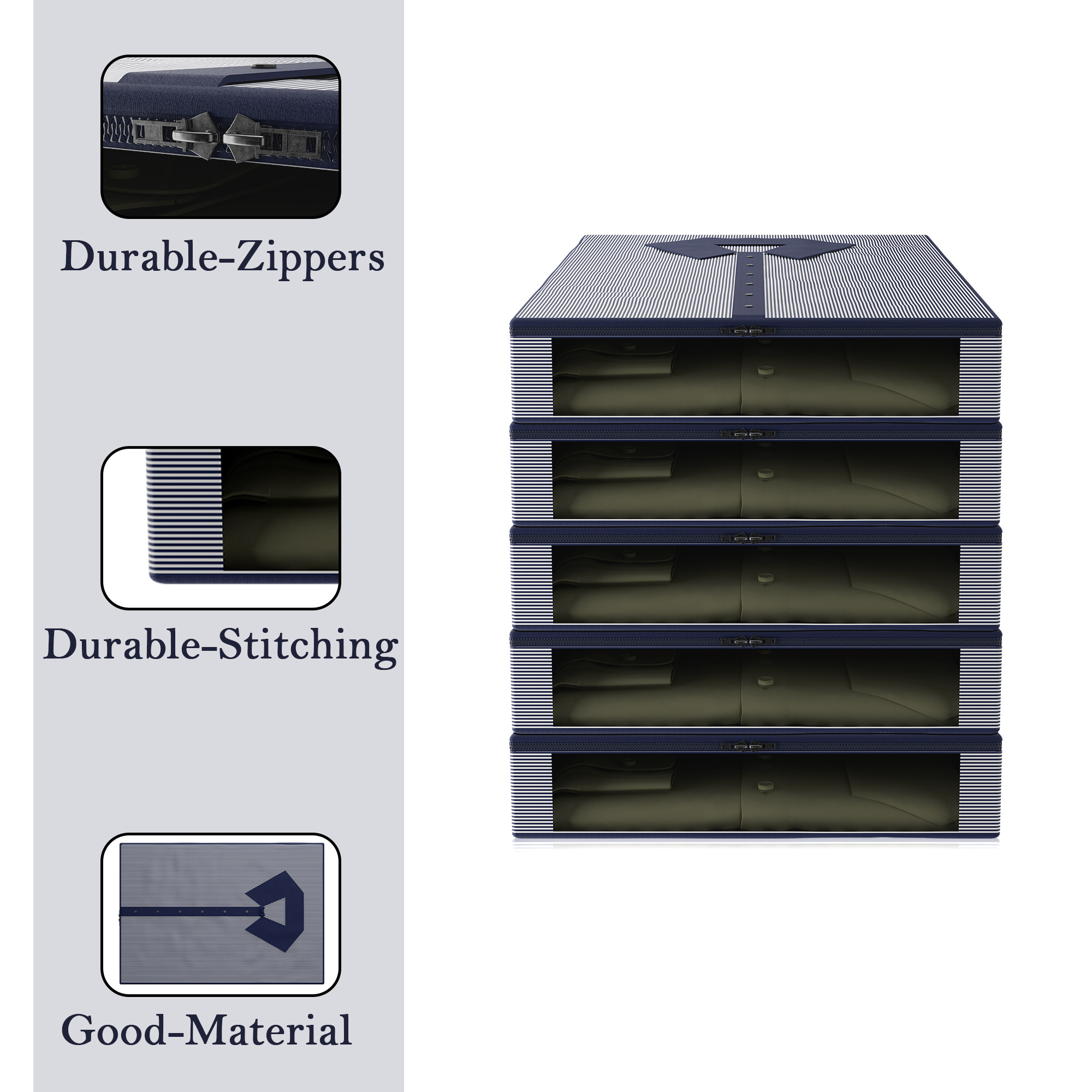 Kuber Industries Foldable Shirt Cover  Shirt Storage Organizer  Wardrobe Organizer for Storage With Transparent Window  Smart Clothes Organizer Box  Kapde Rakhne ka Box  Blue