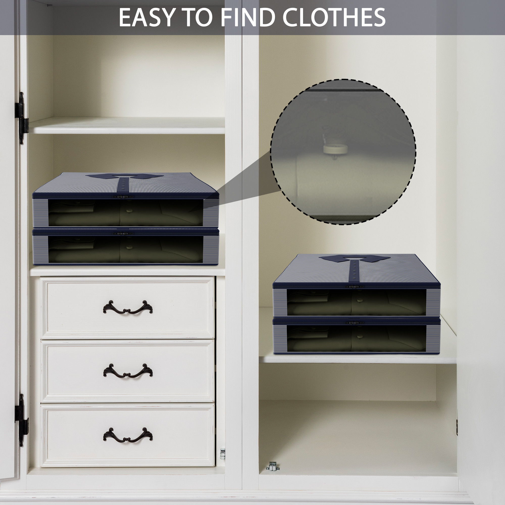 Kuber Industries Foldable Shirt Cover  Shirt Storage Organizer  Wardrobe Organizer for Storage With Transparent Window  Smart Clothes Organizer Box  Kapde Rakhne ka Box  Blue