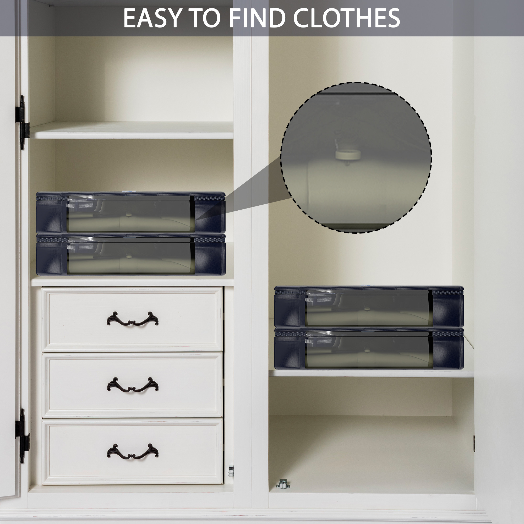 Kuber Industries Foldable Shirt Cover  Shirt Storage Organizer  Wardrobe Organizer for Storage With Transparent Window  Smart Clothes Organizer Box  Kapde Rakhne ka Box  Checks - Blue