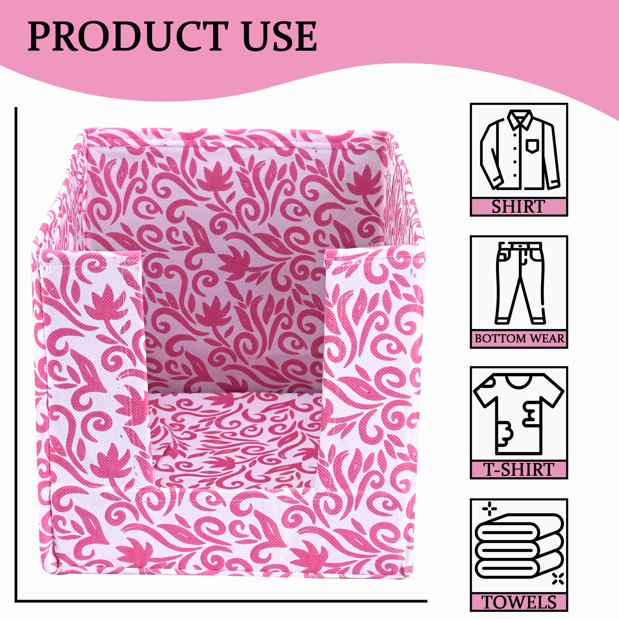 Kuber Industries Foldable Shirt Stacker for Wardrobe  Closet Drawer Organizers for Clothes  Almirah Storage Box for Men  Women  Cloth Organizer for Storage  Leaf - Pink