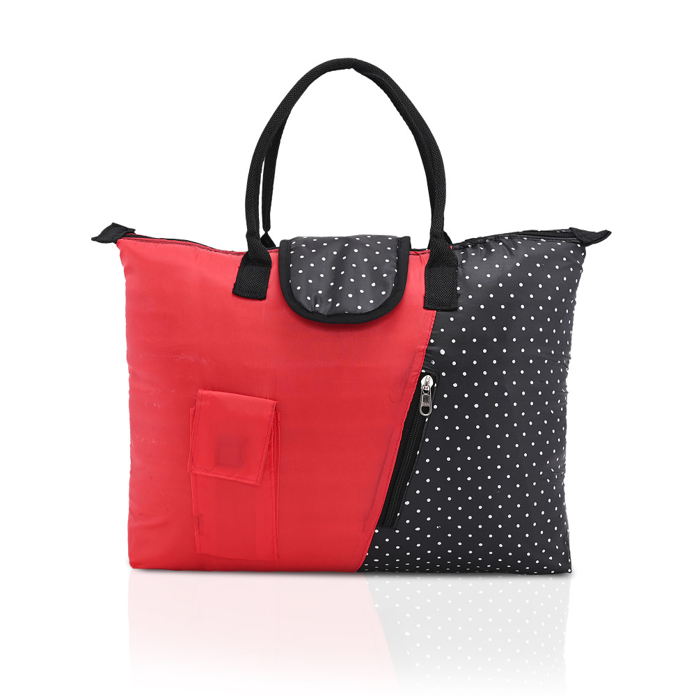 Image of Kuber Industries Foldable Shopping Bag For Women with 3 Small Pockets | Thick Grocery/Vegetable Bags For Market | Printed- Assorted