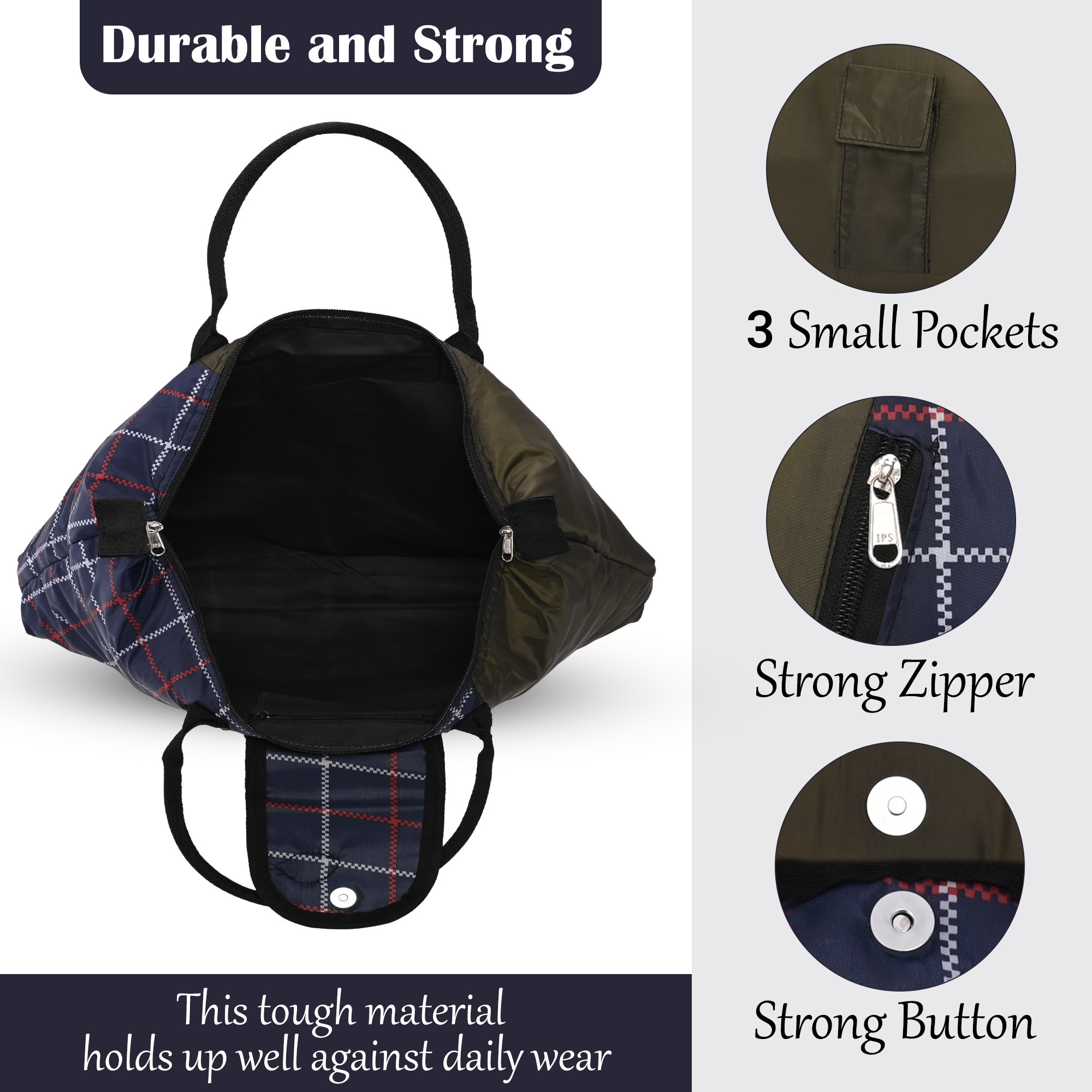 Kuber Industries Foldable Shopping Bag For Women with 3 Small Pockets  Thick Market GroceryVegetable Bags  Printed- Assorted