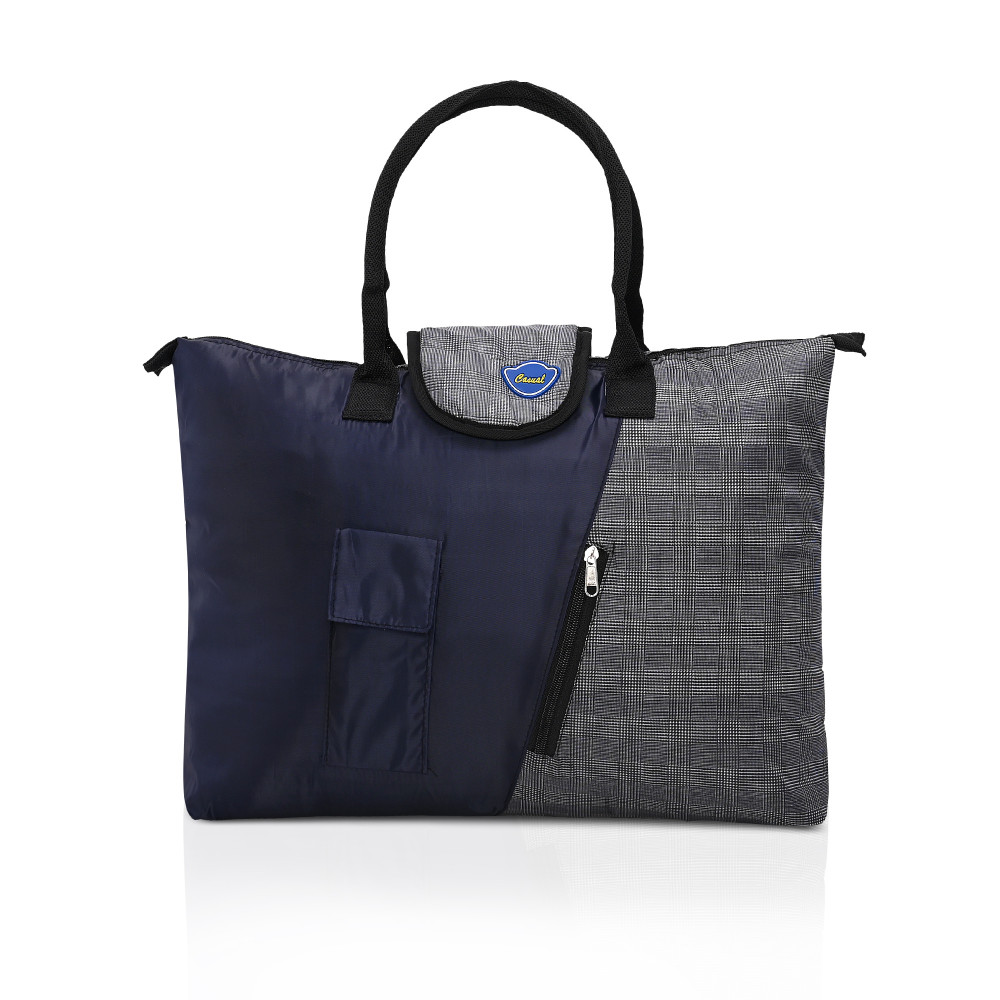 Image of Kuber Industries Foldable Shopping Bag For Women with 3 Small Pockets | Thick Vegetable/Grocery Bags For Market | Printed- Assorted