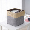 Kuber Industries Foldable Storage Basket|Polyester Toy Storage Bin|Wardrobe Organizer For Clothes (Dark Grey &amp; Brown)