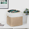 Kuber Industries Foldable Storage Basket|Polyester Toy Storage Bin|Wardrobe Organizer For Clothes (Dark Brown &amp; Cream)