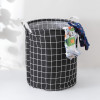 Kuber Industries Foldable Storage Basket|Round Toy Storage Bin|Side Grab Handle|Wardrobe, Closet Organizer (Black)