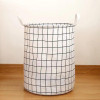 Kuber Industries Foldable Storage Basket|Round Toy Storage Bin|Side Grab Handle|Wardrobe, Closet Organizer (White)