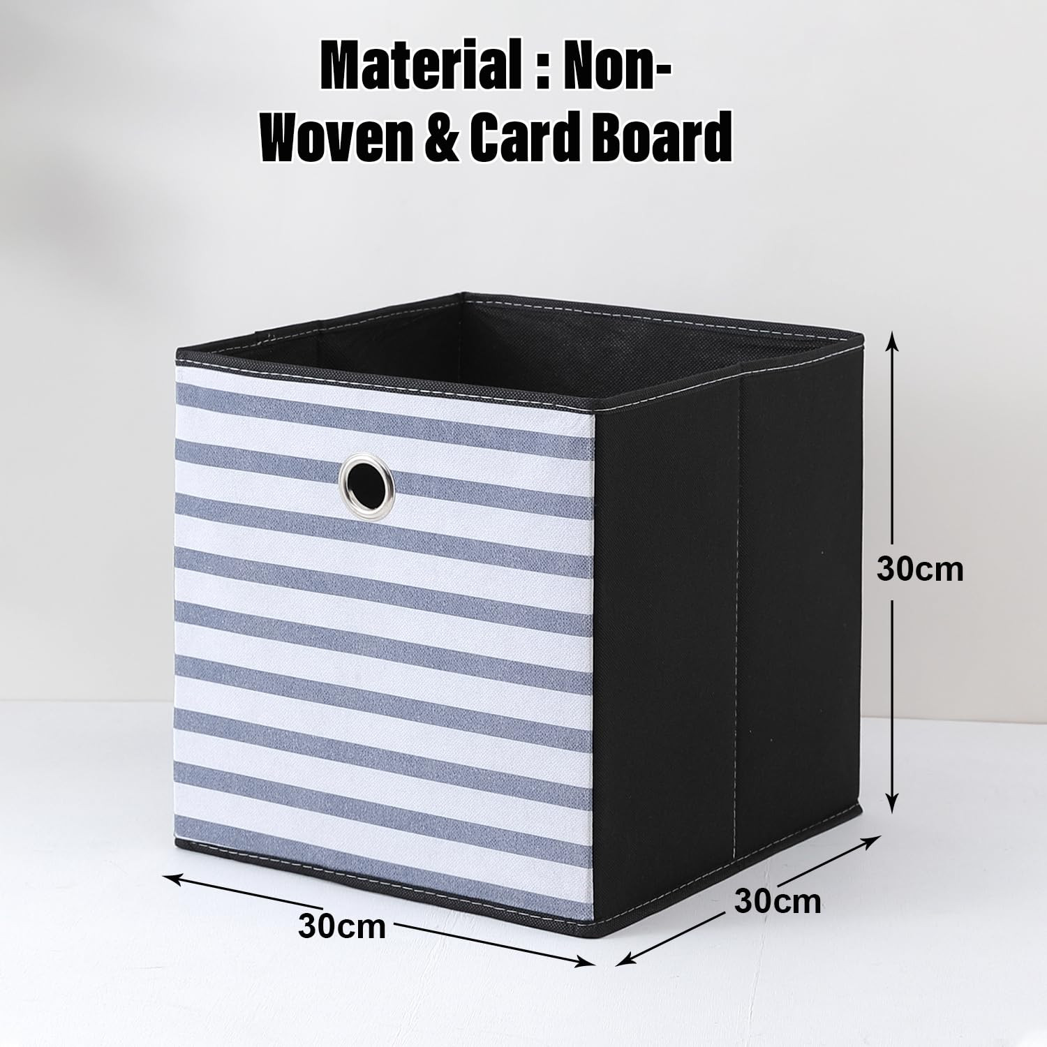 Kuber Industries Foldable Storage Basket|Square Toy Storage Bin|Front Grab Handle|Wardrobe, Closet Organizer (Navy Blue)