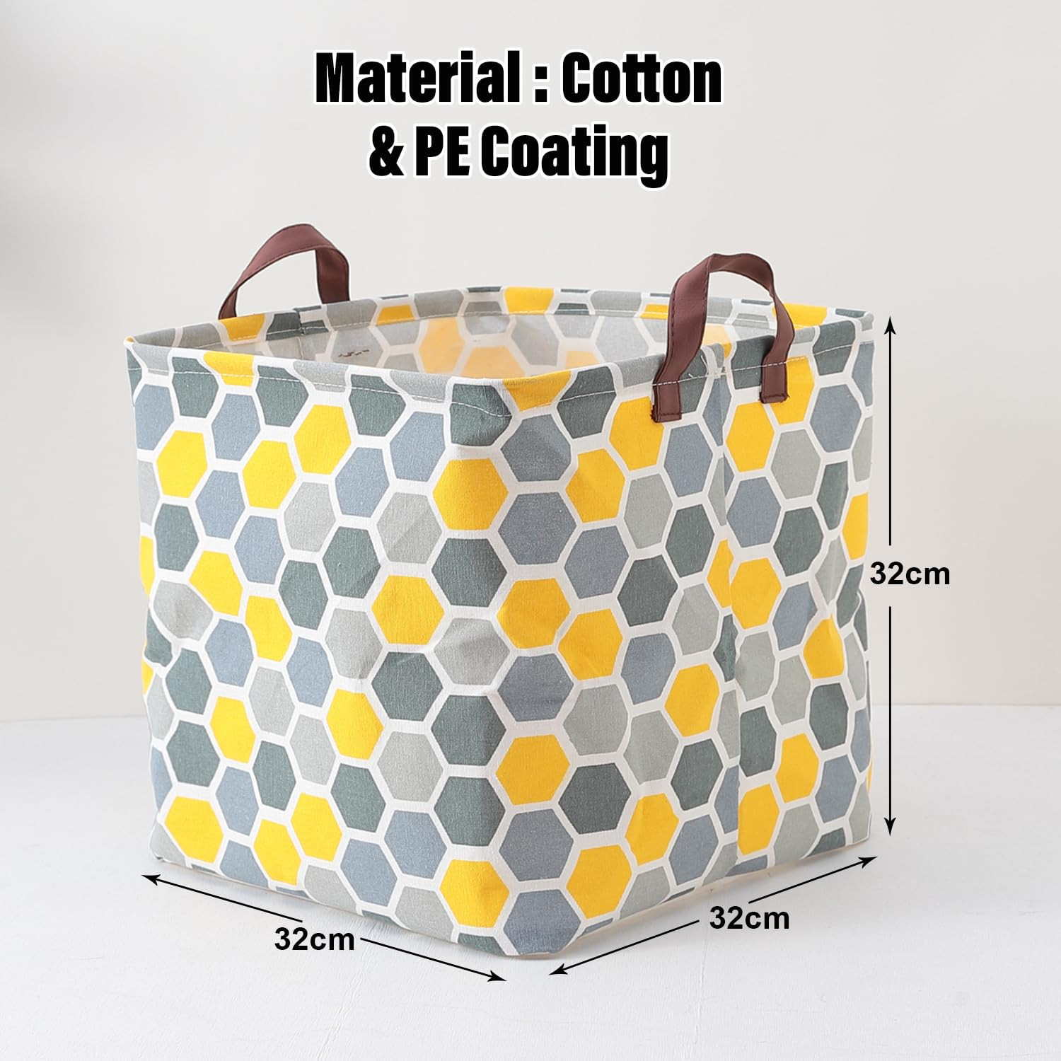 Kuber Industries Foldable Storage Basket|Square Toy Storage Bin|Side Grab Handle|Wardrobe, Closet Organizer (Multi)