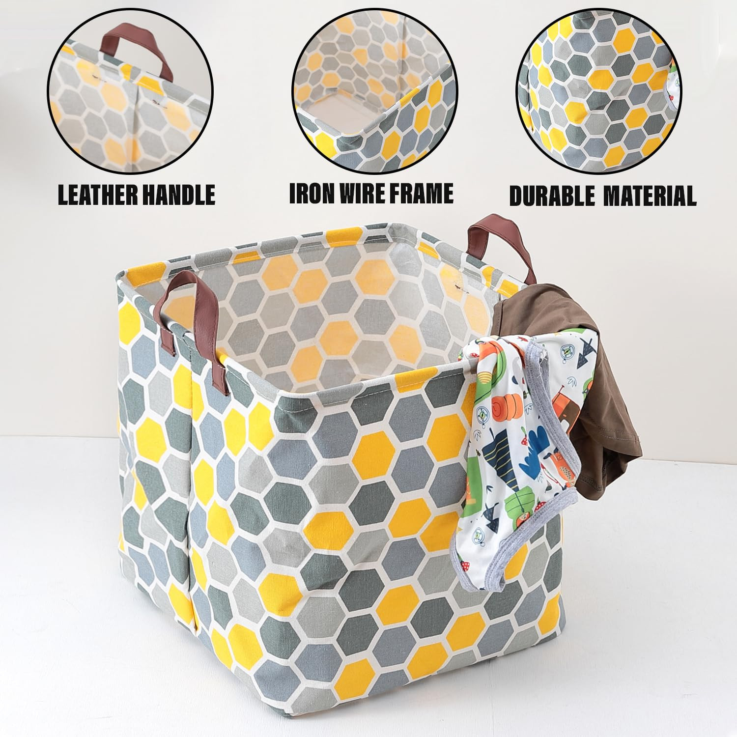 Kuber Industries Foldable Storage Basket|Square Toy Storage Bin|Side Grab Handle|Wardrobe, Closet Organizer (Multi)