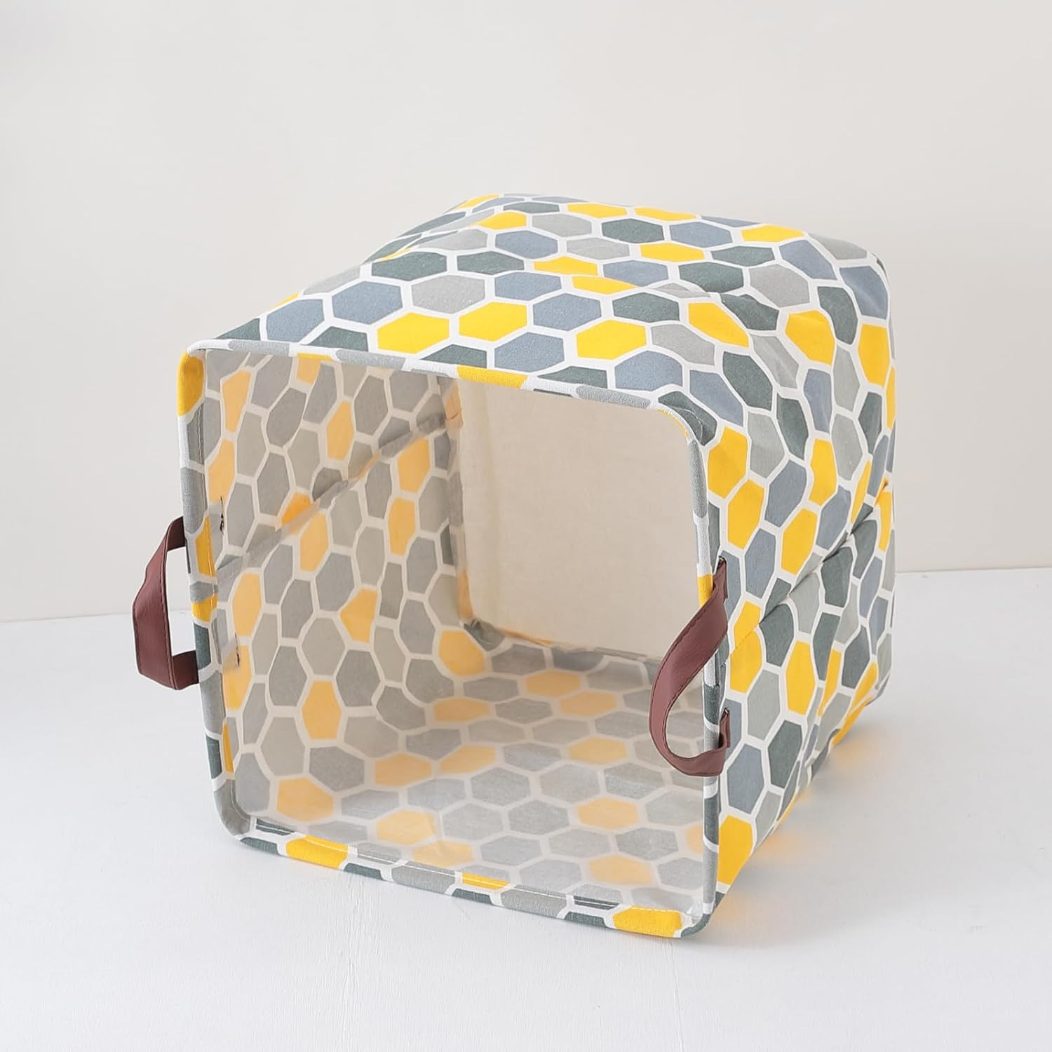 Kuber Industries Foldable Storage Basket|Square Toy Storage Bin|Side Grab Handle|Wardrobe, Closet Organizer (Multi)