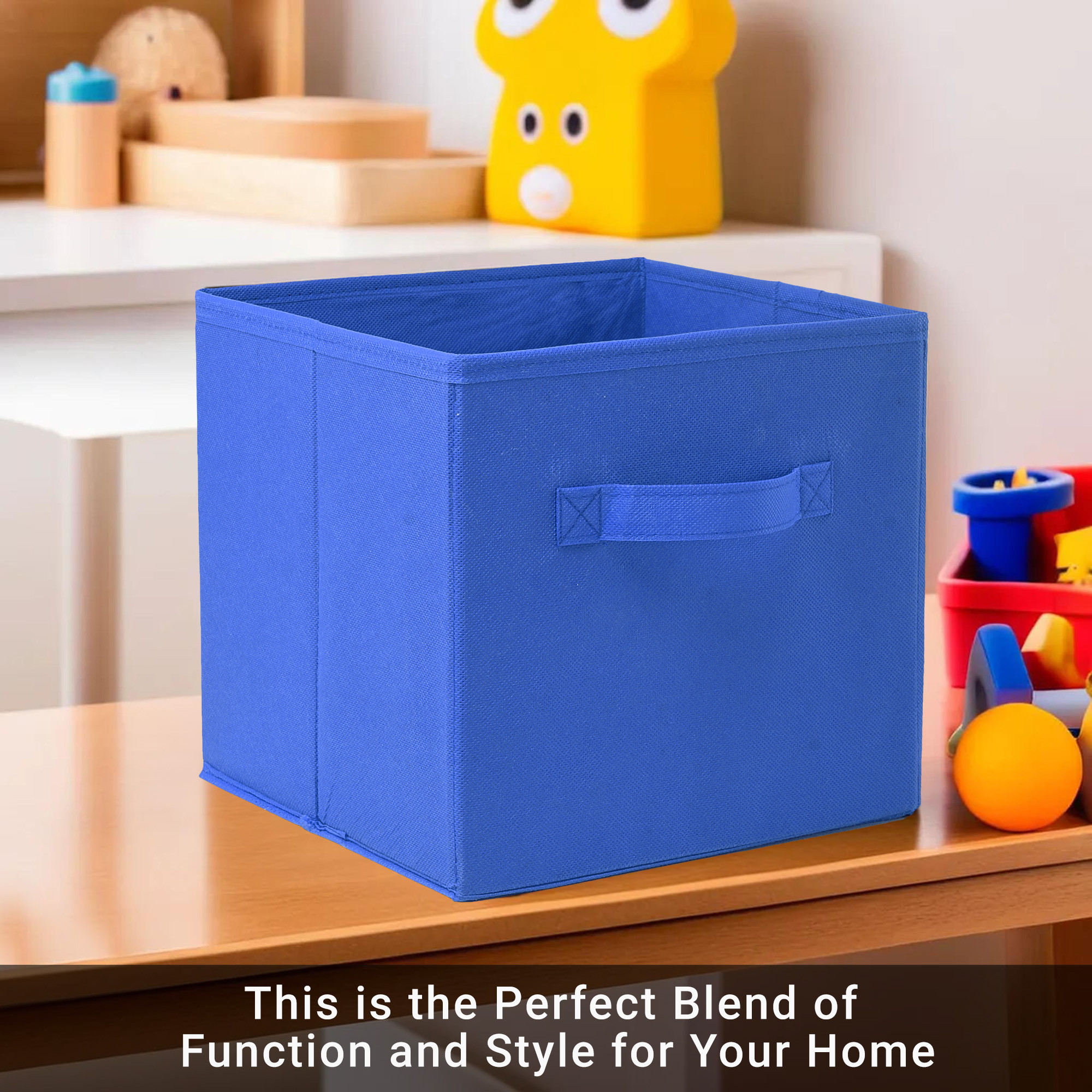 Kuber Industries Foldable Storage Box  Multipurpose Storage Organizer For Clothes  Plain Wardrobe Organizer for Book Stationary  Toys  11 Inch  Royal Blue