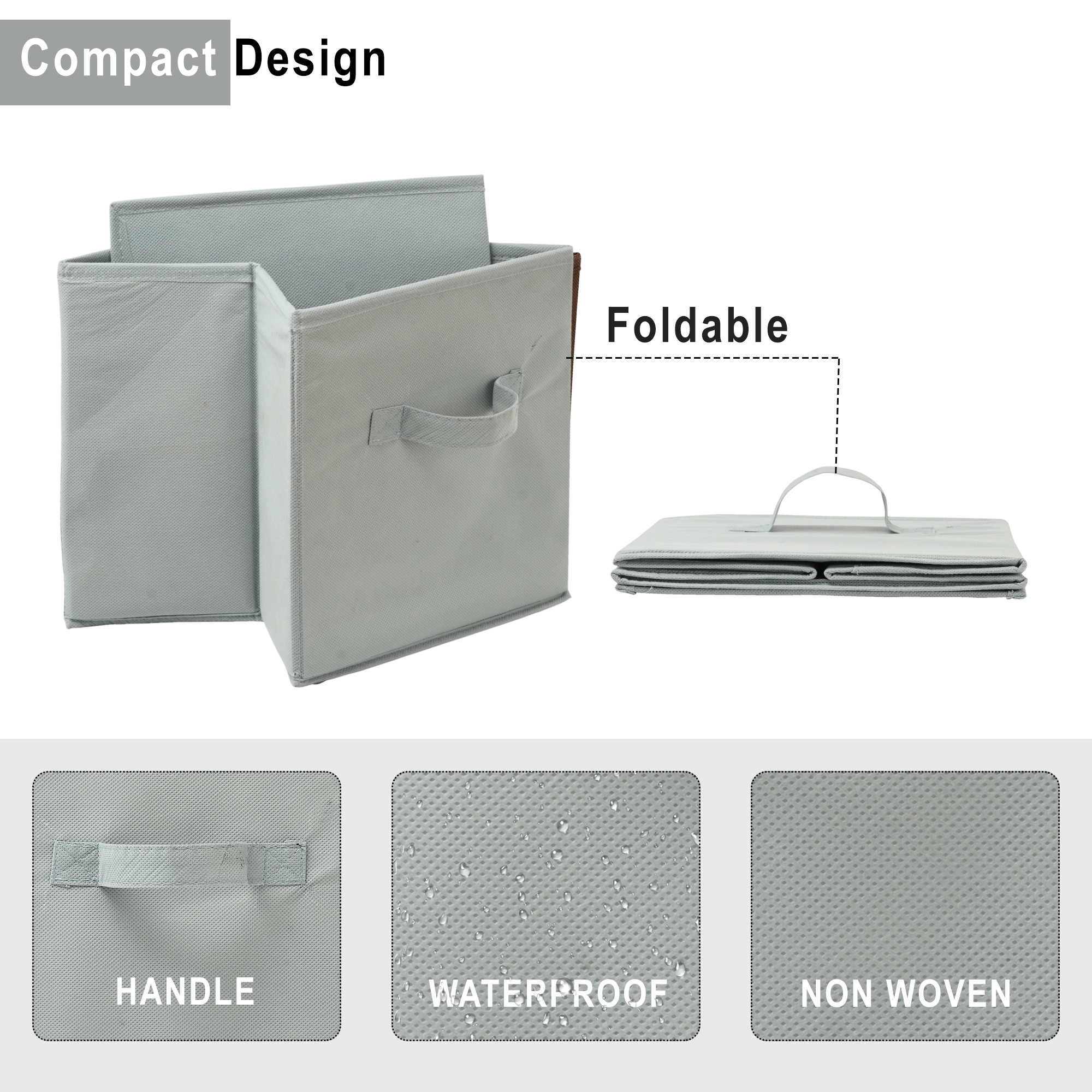 Kuber Industries Foldable Storage Box  Multipurpose Storage Organizer For Clothes  Plain Wardrobe Organizer for Book Stationary  Toys  11 Inch  Grey