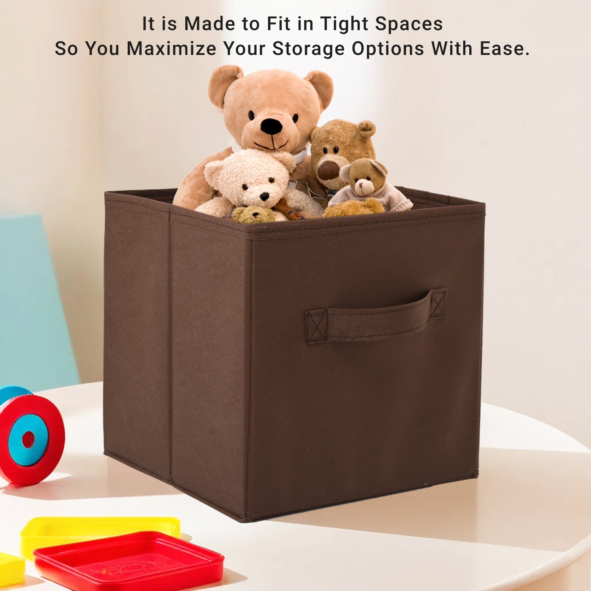 Kuber Industries Foldable Storage Box  Multipurpose Storage Organizer For Clothes  Plain Wardrobe Organizer for Book Stationary  Toys  11 Inch  Brown
