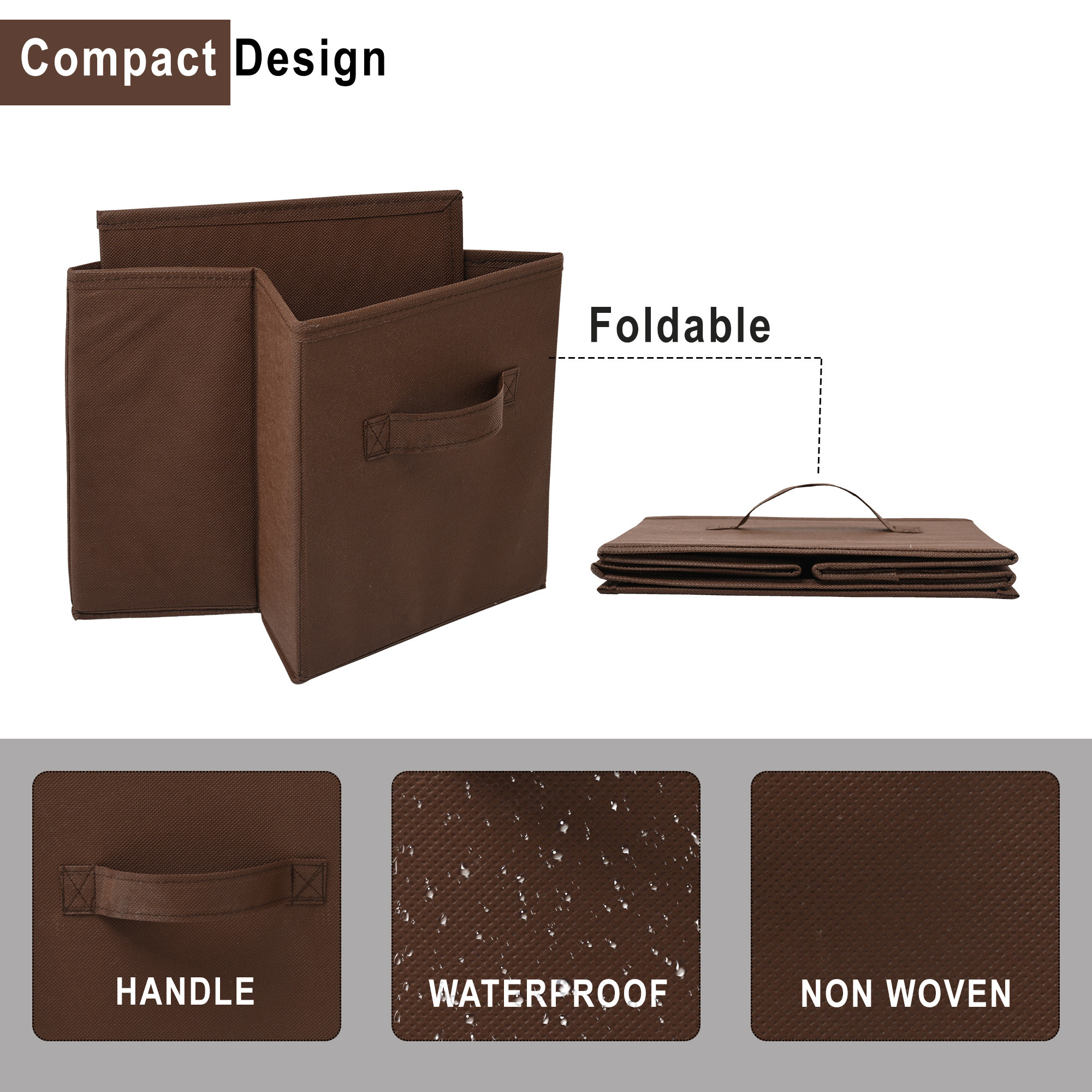 Kuber Industries Foldable Storage Box  Multipurpose Storage Organizer For Clothes  Plain Wardrobe Organizer for Book Stationary  Toys  11 Inch  Brown