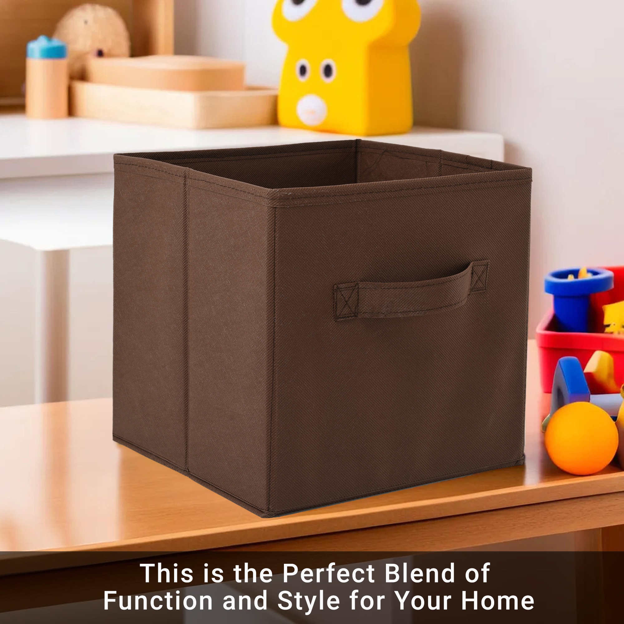 Kuber Industries Foldable Storage Box  Multipurpose Storage Organizer For Clothes  Plain Wardrobe Organizer for Book Stationary  Toys  11 Inch  Brown