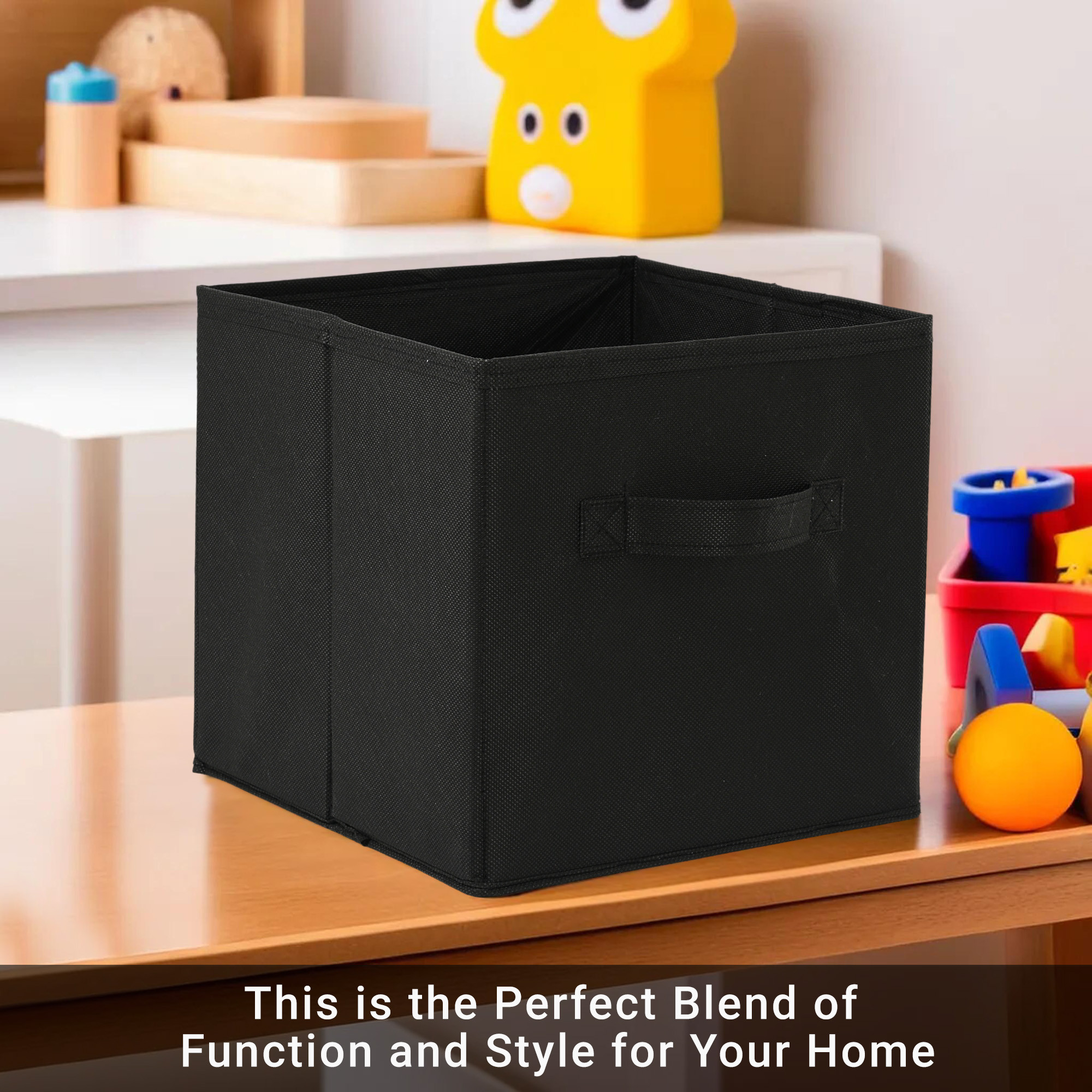 Kuber Industries Foldable Storage Box  Multipurpose Storage Organizer For Clothes  Plain Wardrobe Organizer for Book Stationary  Toys  11 Inch  Black