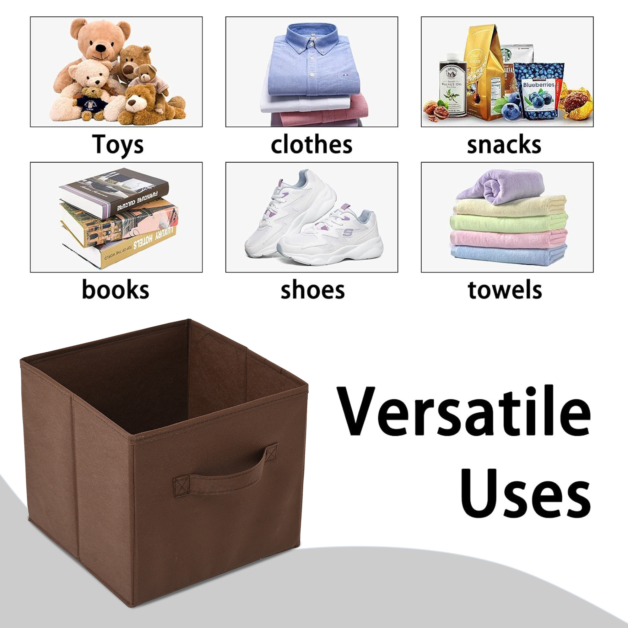 Kuber Industries Foldable Storage Box  Multipurpose Storage Organizer For Clothes  Plain Wardrobe Organizer for Book Stationary  Toys  11 Inch  Brown