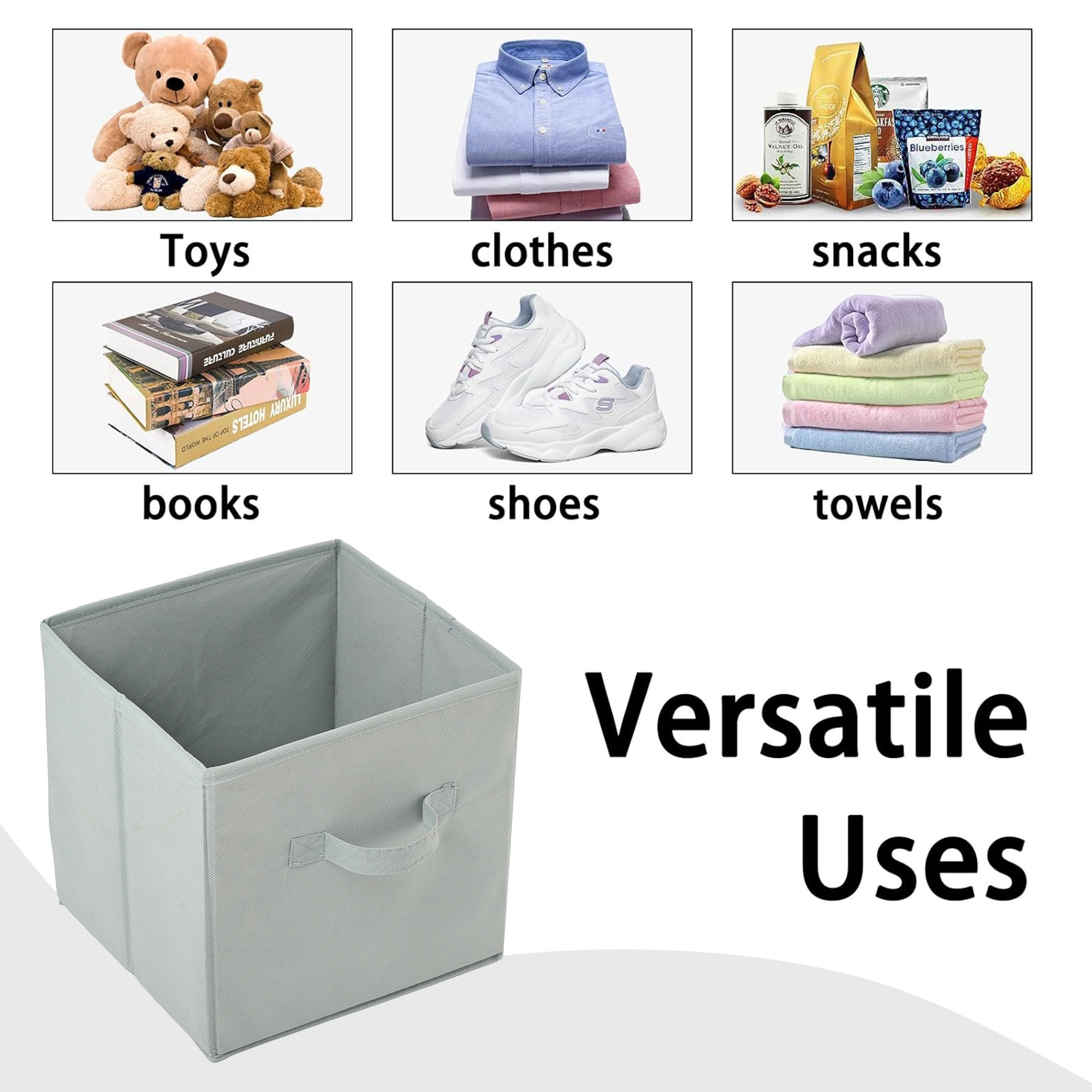 Kuber Industries Foldable Storage Box  Multipurpose Storage Organizer For Clothes  Plain Wardrobe Organizer for Book Stationary  Toys  11 Inch  Grey