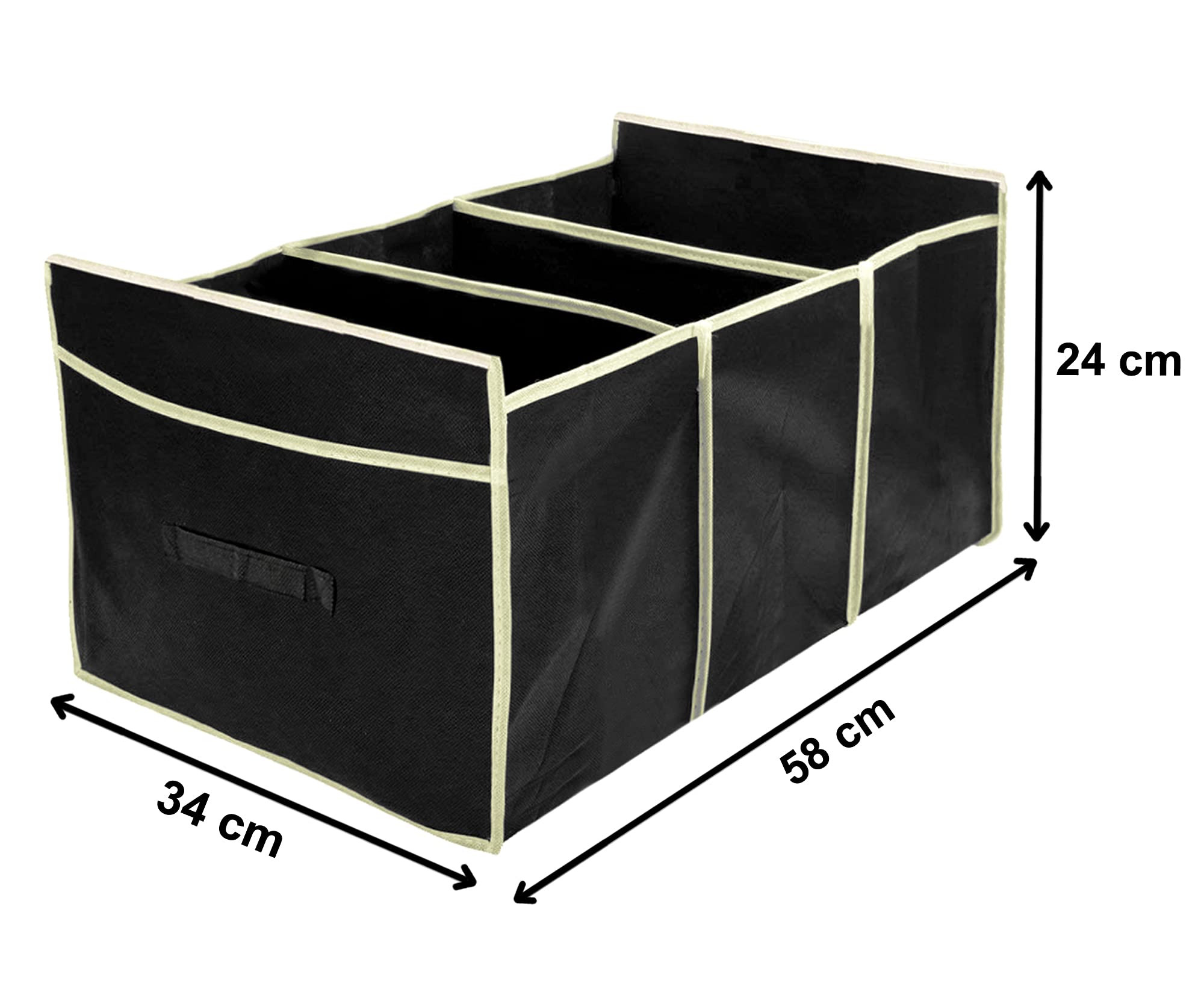 Kuber Industries Foldable Trunk Storage Organizer Reinforced Handles Suitable for Any Car SUV Mini-Van Black