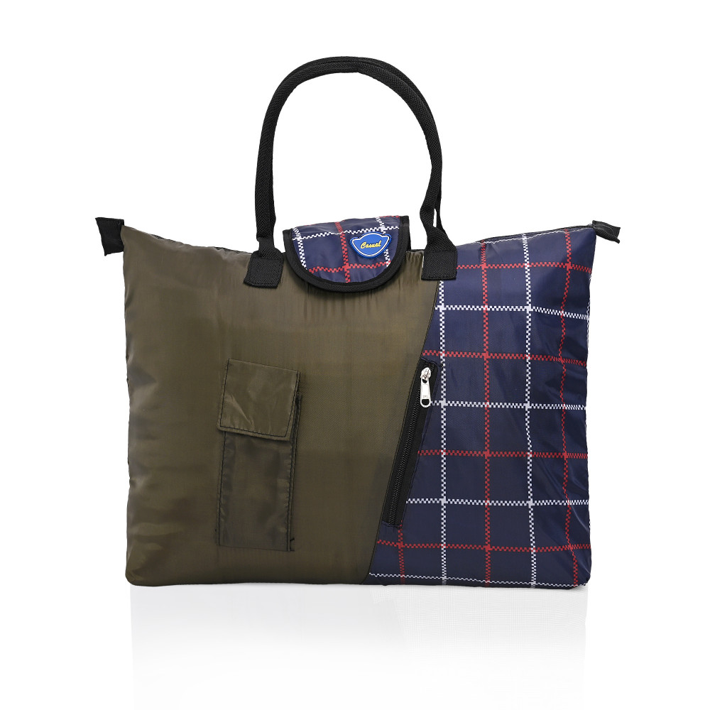 Image of Kuber Industries Foldable Vegetable Bag For Women with 3 Small Pockets | Thick Grocery/Shopping Bags For Market | Printed- Assorted