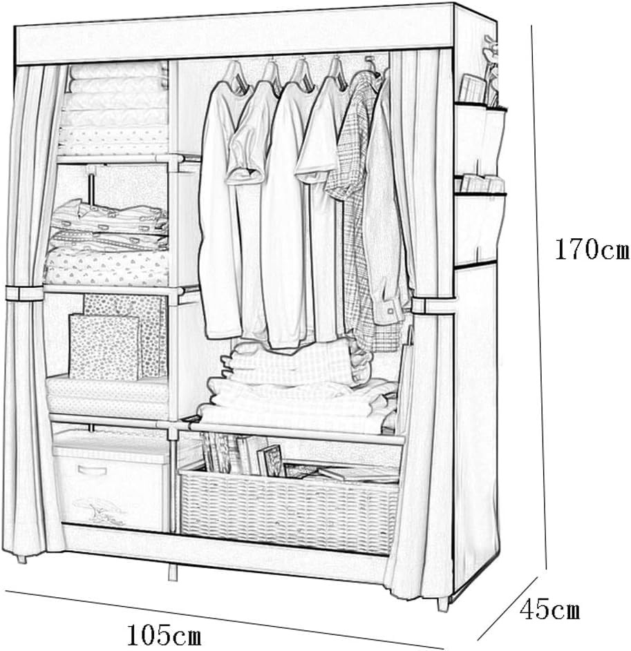 Kuber Industries Foldable Wardrobe for Clothes|Non Woven 2 Door Portable Clothes Rack|4 Shelves Almirah for Clothes (Purple)