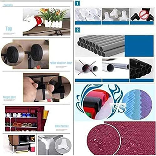 Kuber Industries Foldable Wardrobe for Clothes|Non Woven 2 Door Portable Clothes Rack|6 Shelves Almirah for Clothes (Maroon)