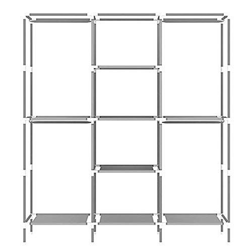 Kuber Industries Foldable Wardrobe for Clothes|Non Woven 2 Door Portable Clothes Rack|6 Shelves Almirah for Clothes (Purple)