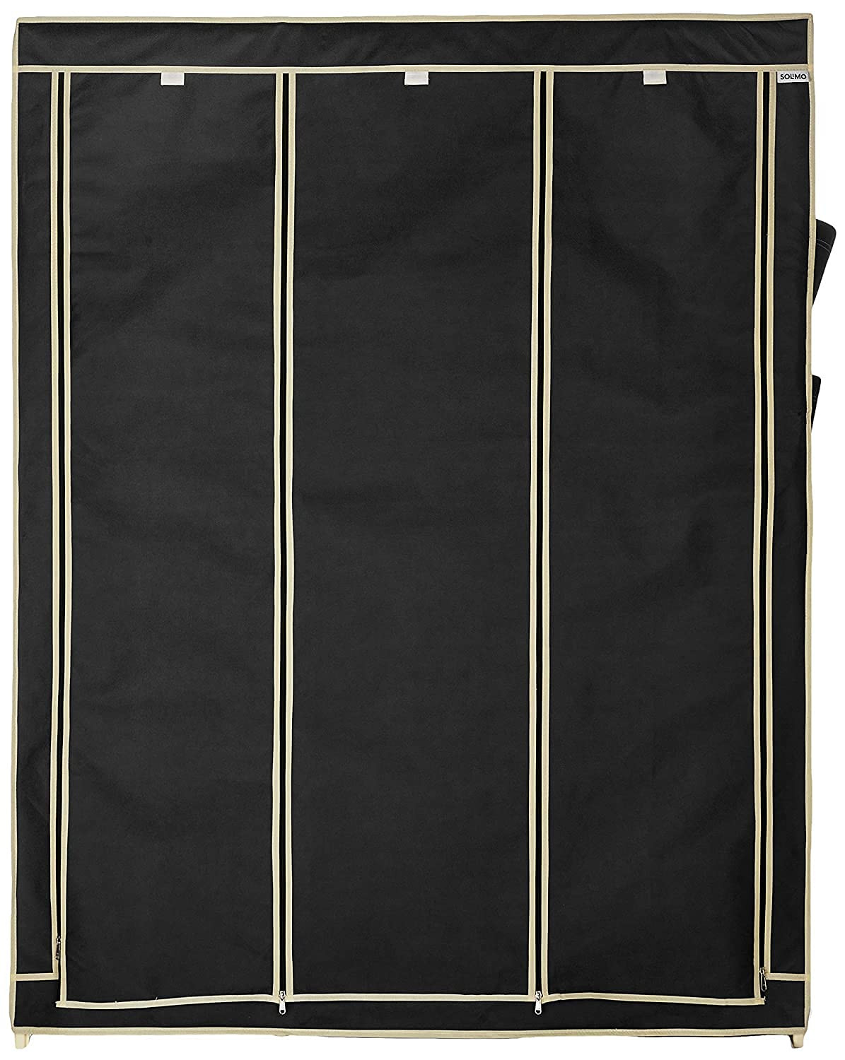 Kuber Industries Foldable Wardrobe for Clothes|Non Woven 2 Door Portable Clothes Rack|6 Shelves Almirah for Clothes (Black)