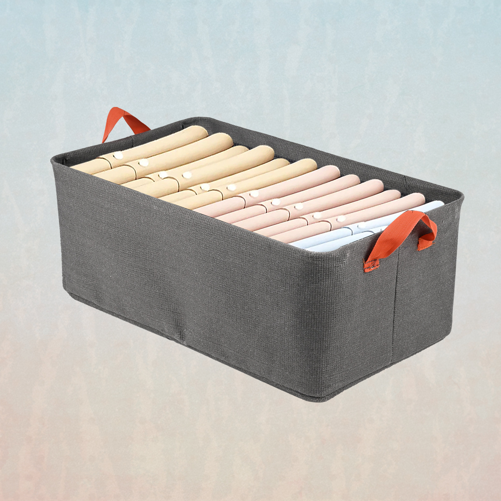 Kuber Industries Foldable Wardrobe Organisers Storage Box With Metal Frame  Handles  Space Saving Cloth Organizer for Jeans Pants  T Shirts  Grey