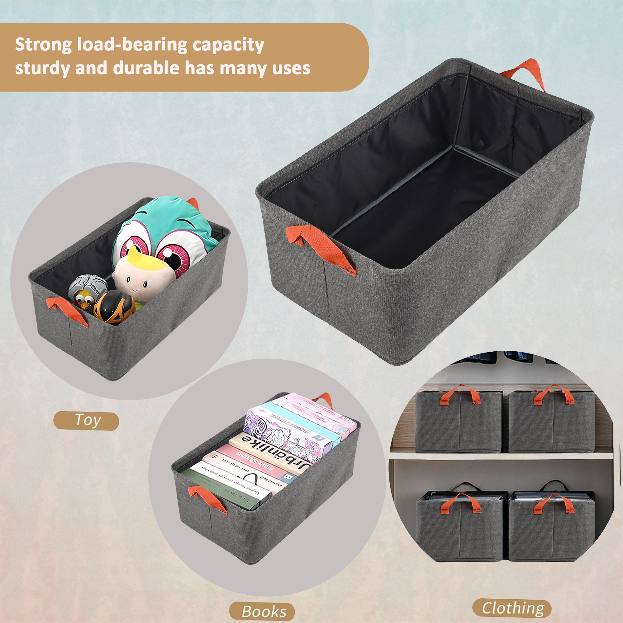 Kuber Industries Foldable Wardrobe Organisers Storage Box With Metal Frame  Handles  Space Saving Cloth Organizer for Jeans Pants  T Shirts  Grey