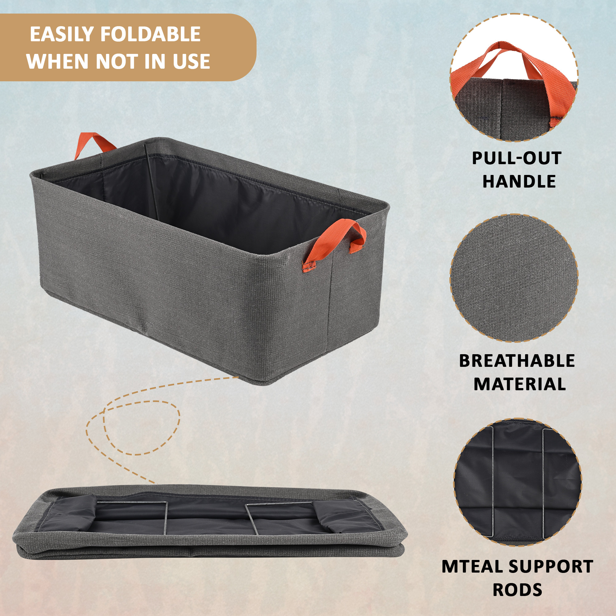 Kuber Industries Foldable Wardrobe Organisers Storage Box With Metal Frame  Handles  Space Saving Cloth Organizer for Jeans Pants  T Shirts  Grey