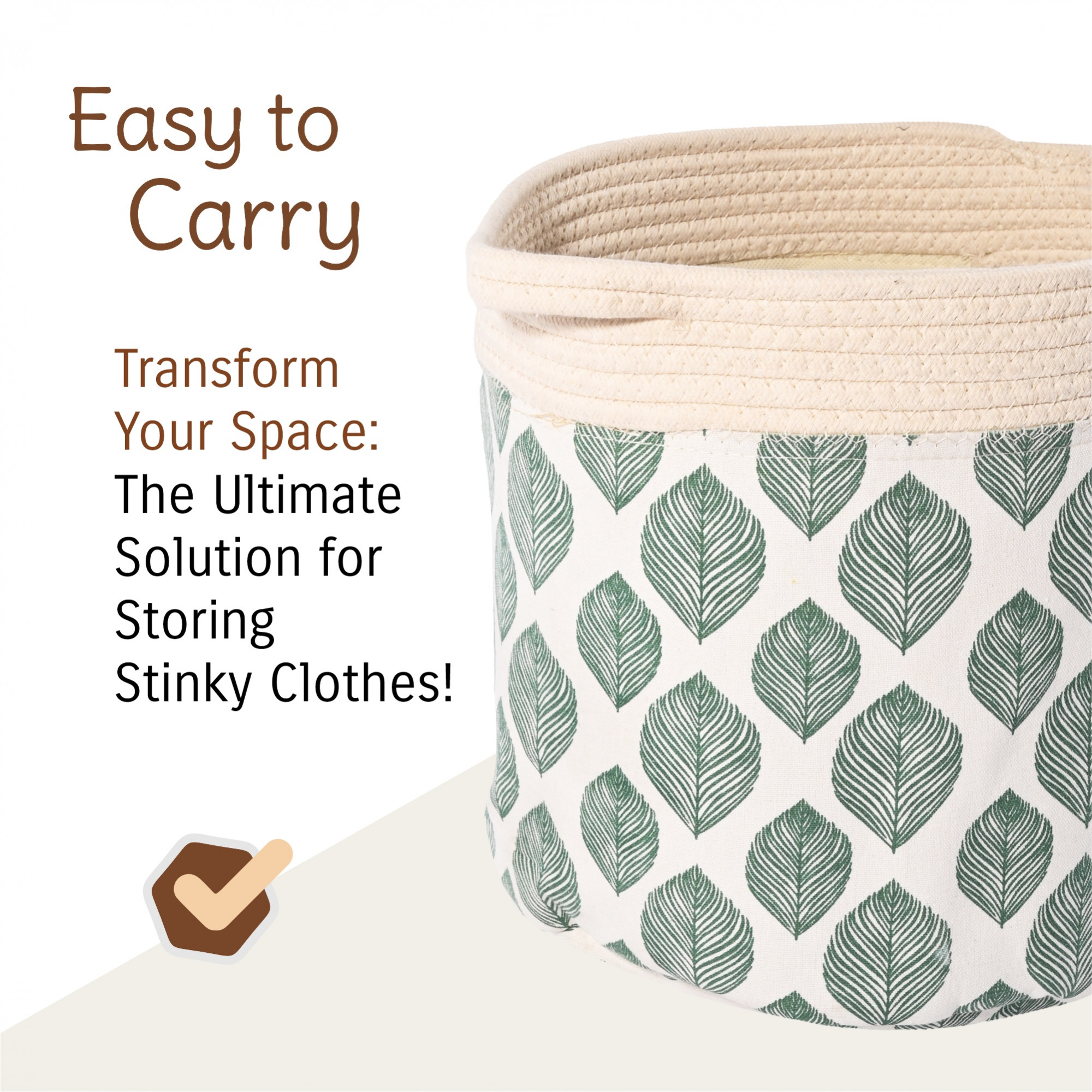 Kuber Industries Foldable Washing ClothesStorage Basket with Handles  Used Clothes Storage Bag  Laundry Hamper for Dirty Clothes  Toys  GM-22-WHH  Leaves Print - White