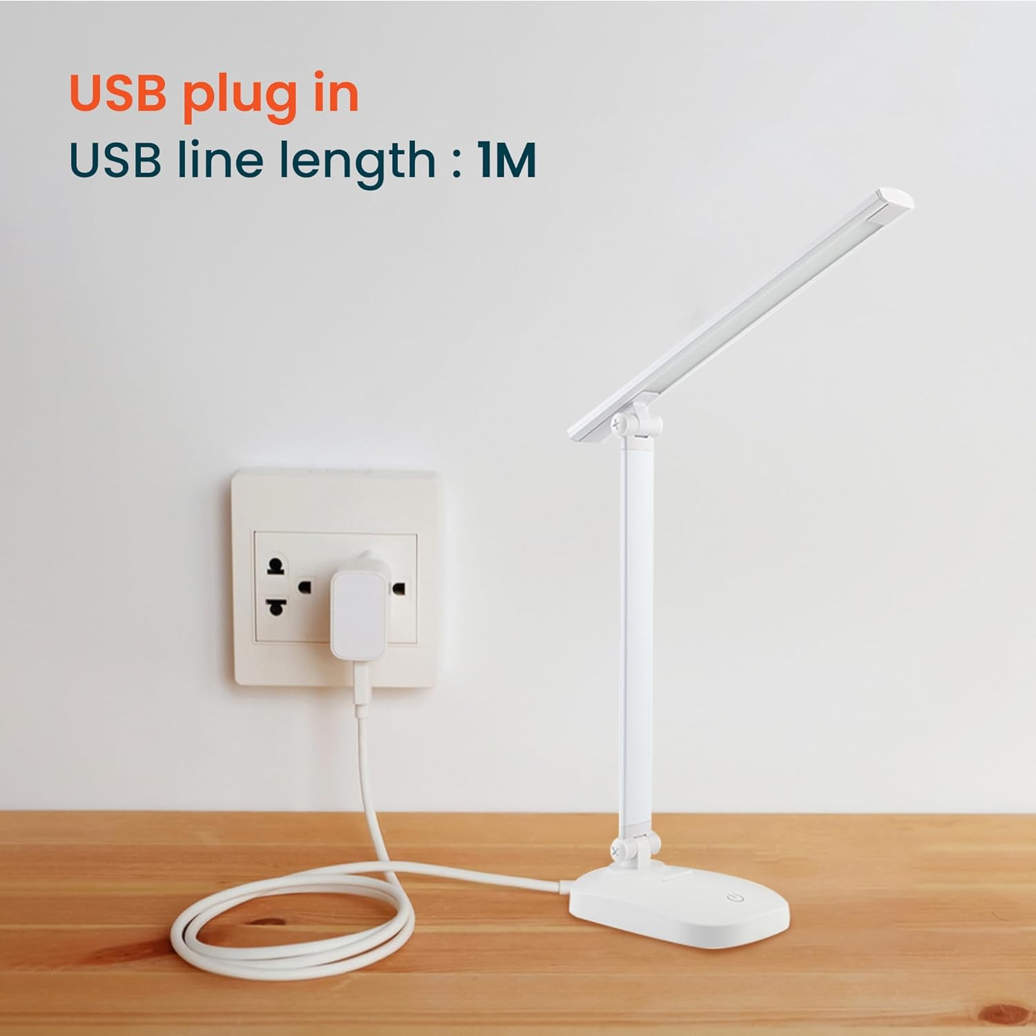 Kuber Industries Folding Mobile Phone Stand Lamp|White Light USB Plug-in|Led Table Lamp (White)