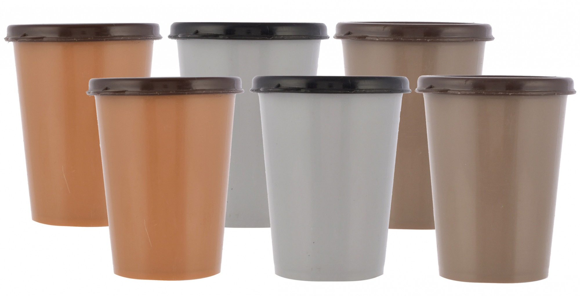 Kuber Industries Food Grade, Leakproof Plastic Everyday Glass,Tumbler With Lid, 300ml- Set of 6 (Brown & Coffee & Grey)-HS43KUBMART25697