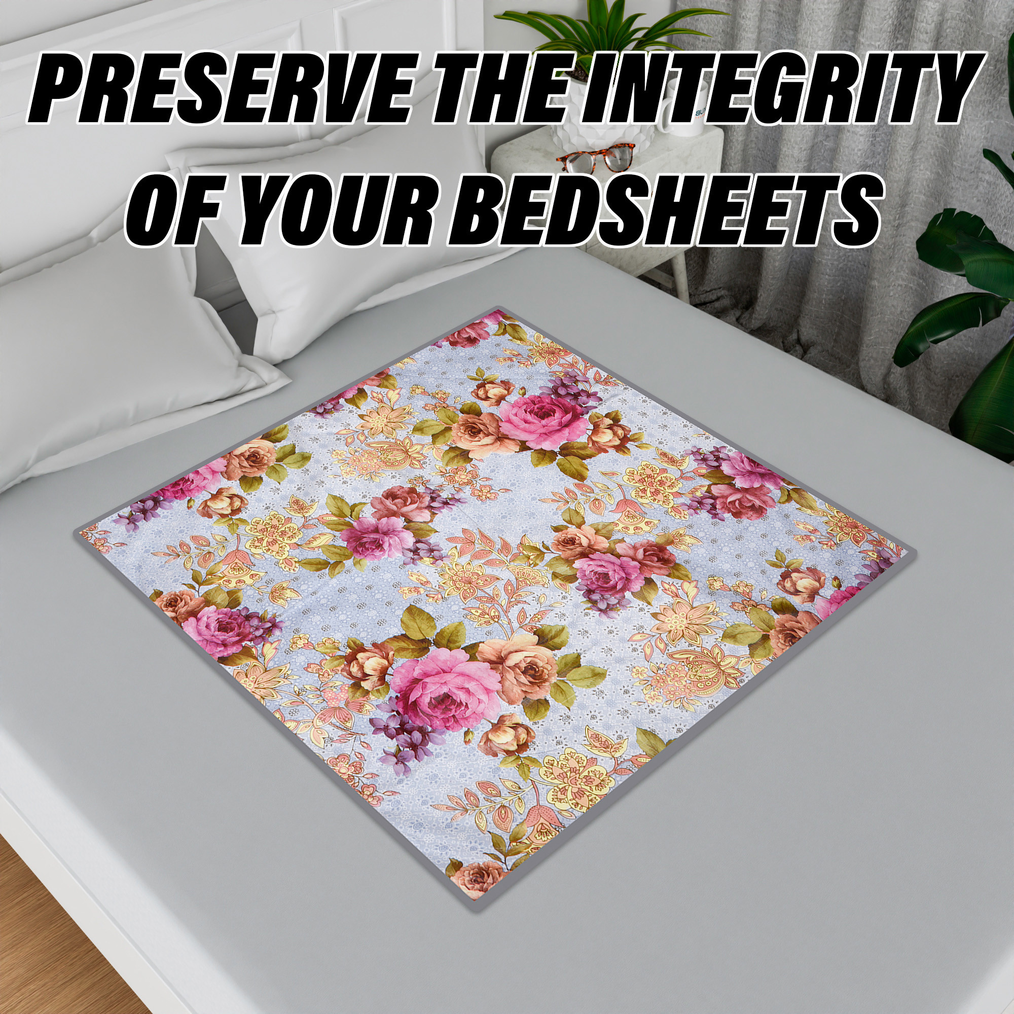 Kuber Industries Food Mat  Bedsheet Protector for Home  Bed Server Food Mat  Bed Server Mat  Gulab Mattress Protector for Home  Reversible Food Mat for Kids  Blue