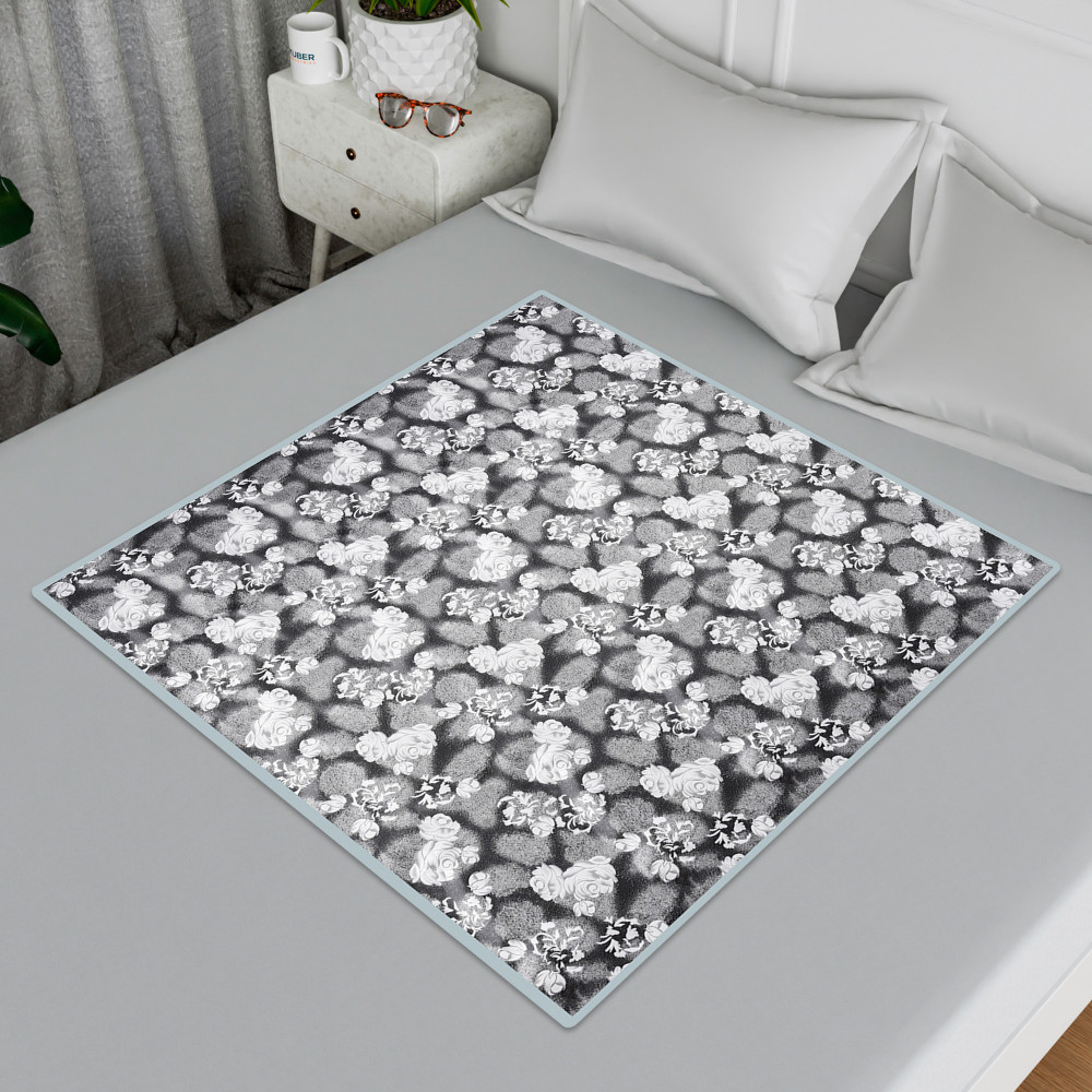 Kuber Industries Food Mat | Bedsheet Protector for Home | Bed Server Food Mat | Bed Server Mat | Rexine Flower Mattress Protector for Home | Food Mat for Kids | Gray